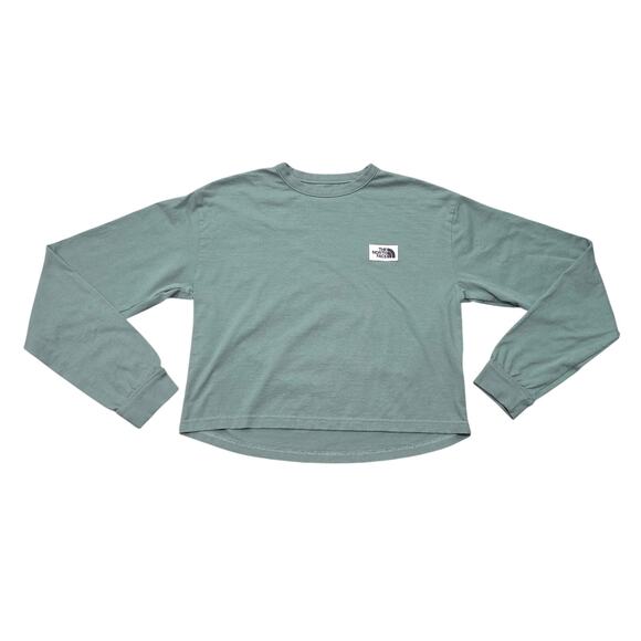 The North Face Green Long Sleeve Heritage Patch Crop Tee Shirt - Picture 1 of 7